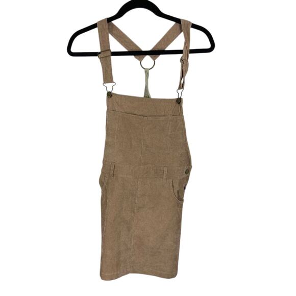 Entro Small Corduroy Painters Overall Beige Pinafore Cottage Farmhouse Dress - Picture 1 of 6